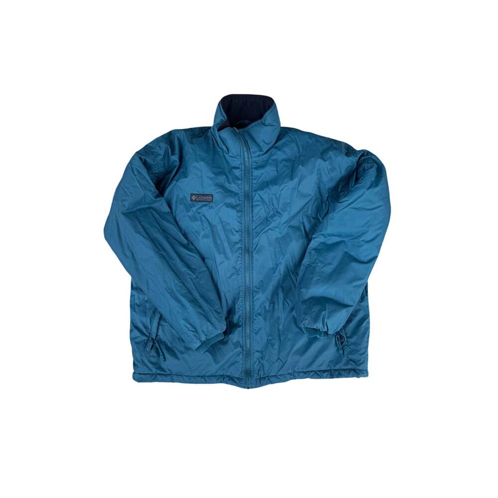 Columbia Sportswear Teal Blue Full Zip Fleece Lined Windbreaker Jacket Vintage